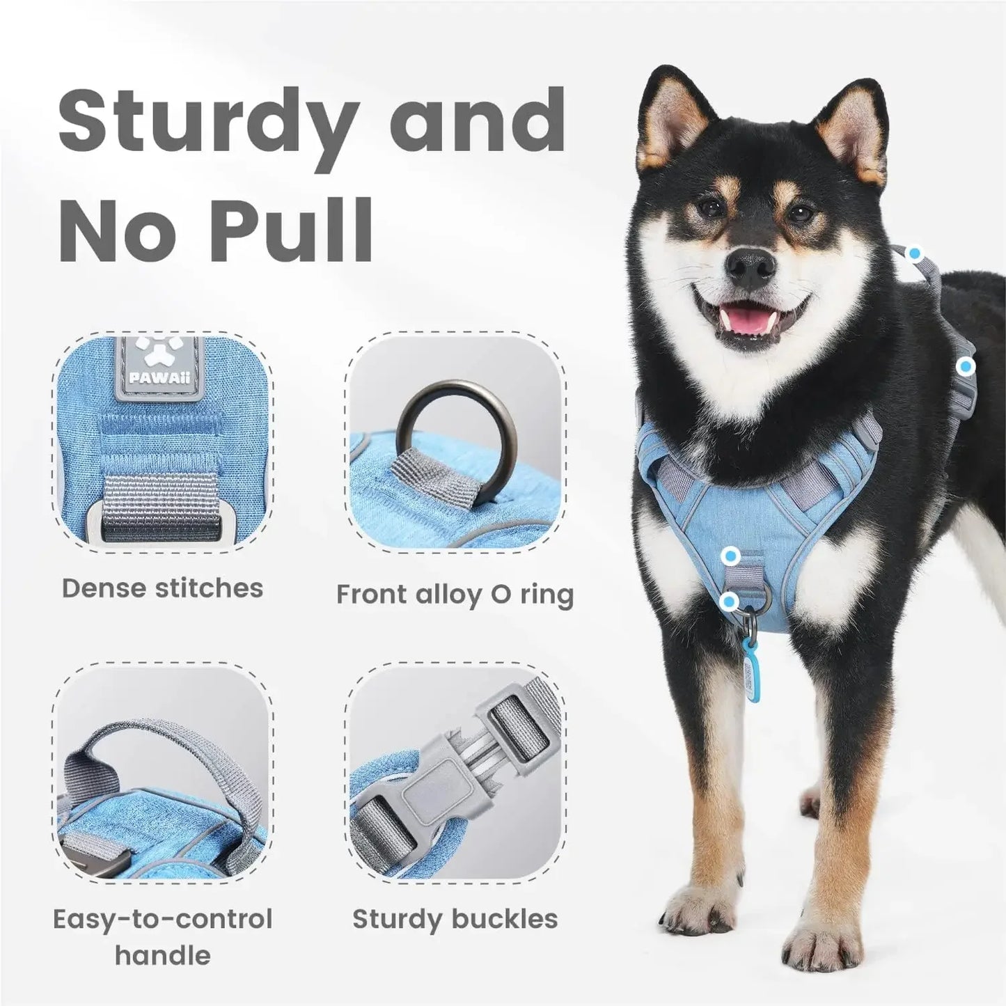 No Pull Dog Harness With ID Tag And Reflective Strips
