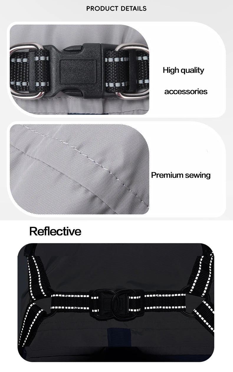 High Concerned Winter Dog Coat With Pocket Reflective Harness Vest