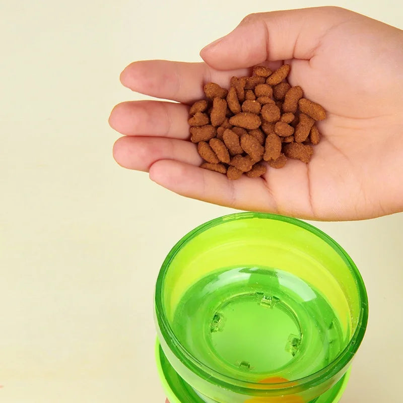 Frog Wobbler Cat Toy Spin Treat Dispenser With Feather Teaser