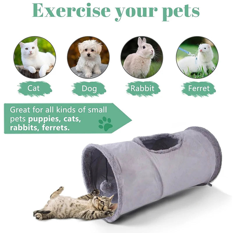 Collapsible Cat Tunnel With Ball Play Tube For Cats
