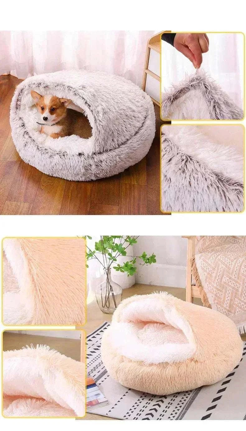winter dog Plush Round Bed Pet Mattress Warm Soft Comfortable Basket Cat Dog Sleeping Bag Nest for Small Dogs Medium dogs cat