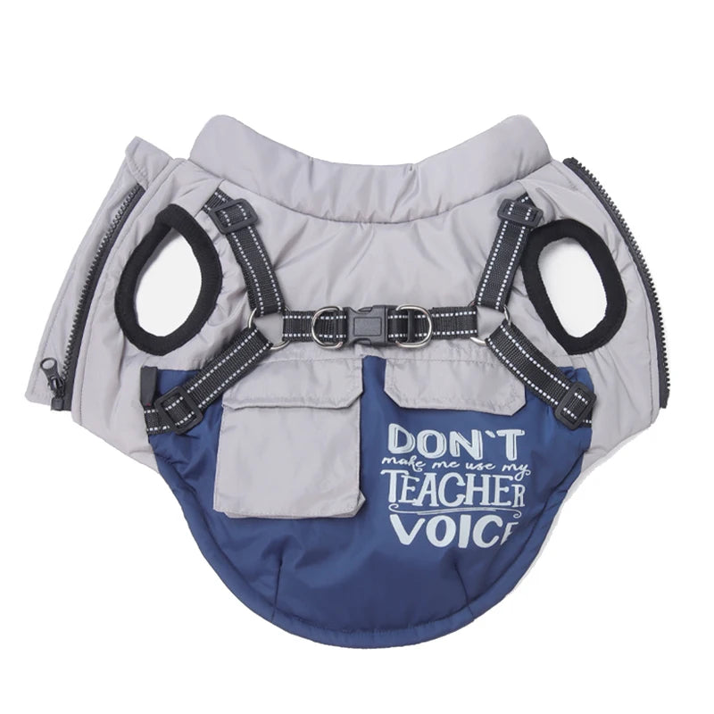 High Concerned Winter Dog Coat With Pocket Reflective Harness Vest