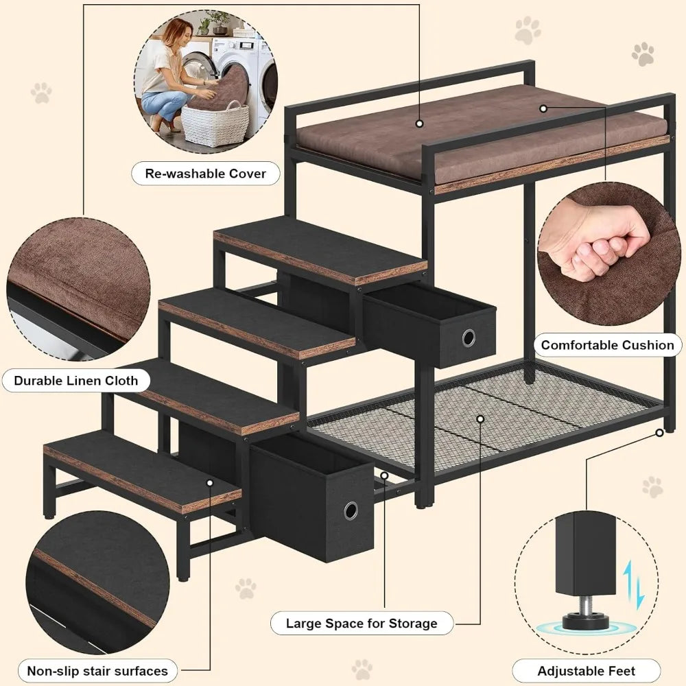 XMSJ Pet Bunk Bed With Stairs And Drawers