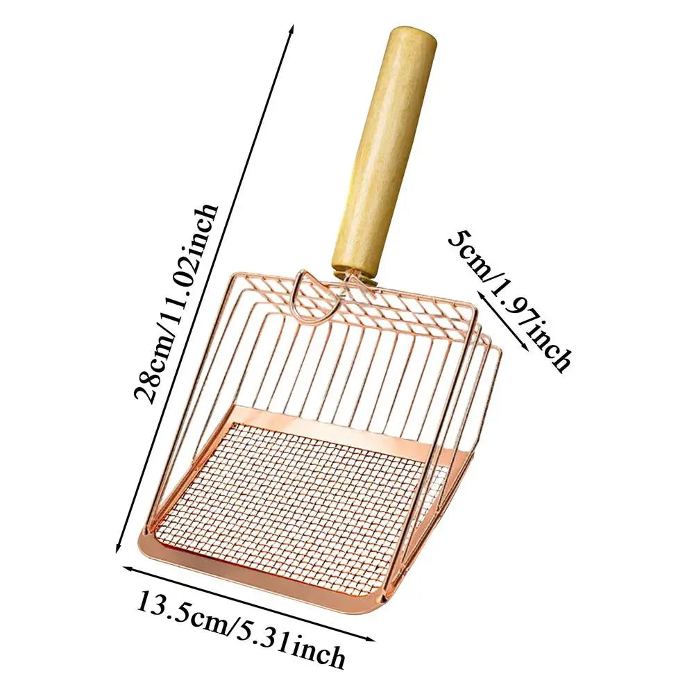 High-Concerned Chemical Stainless Steel Cat Litter Scoop With Wood Handle