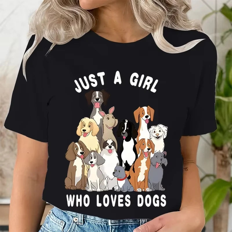 Just A Girl Who Loves Dogs Graphic Tee Premium Quality