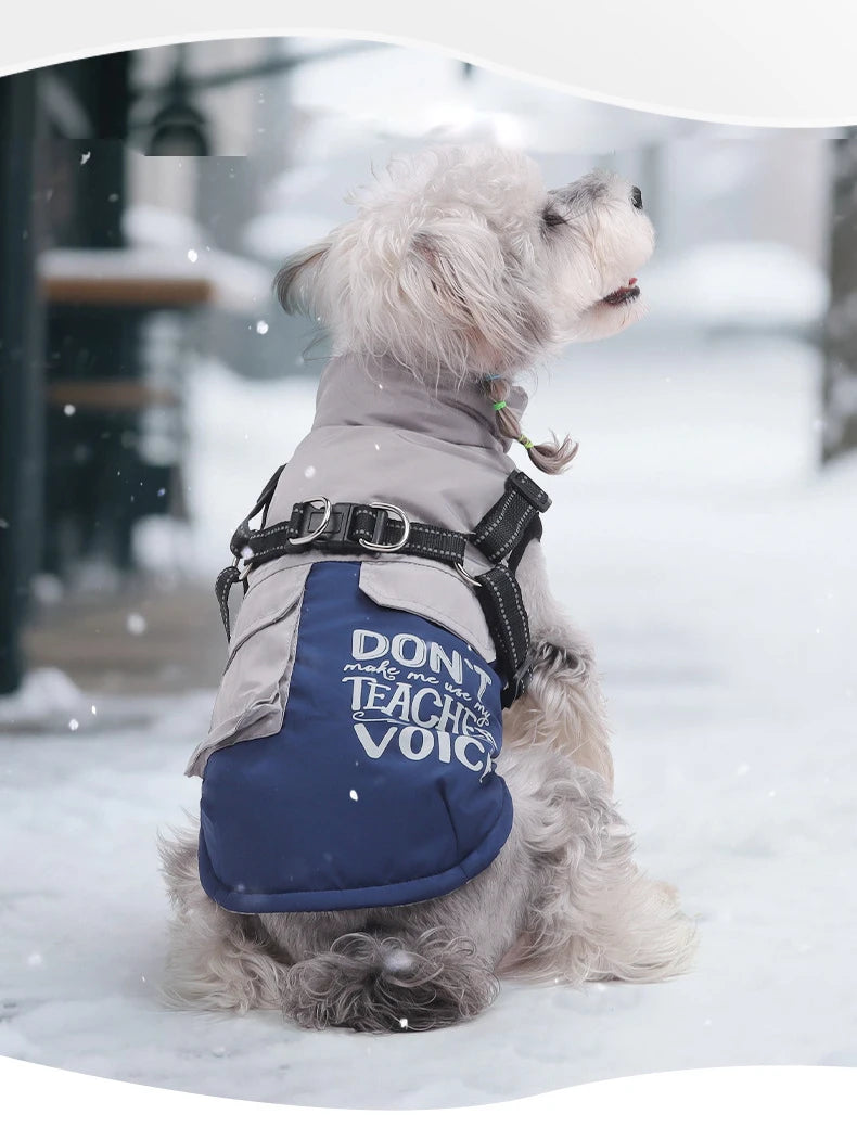 High Concerned Winter Dog Coat With Pocket Reflective Harness Vest