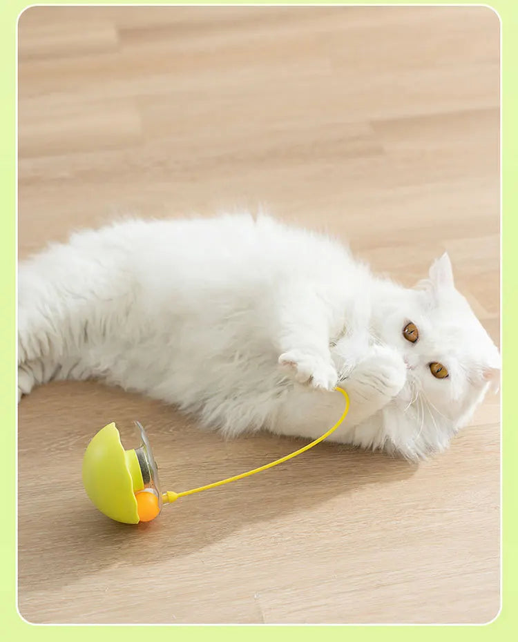 Cat Tumbler Toy With Teaser Stick Feather Bell Catnip Ball