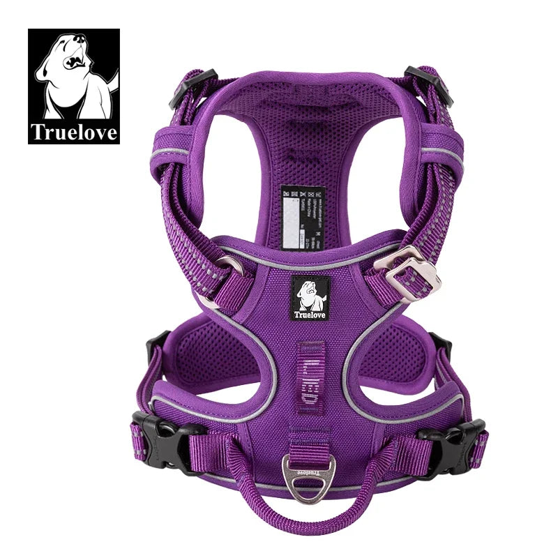 TRUELOVE Reflective Nylon Dog Harness No Pull Adjustable Four Points