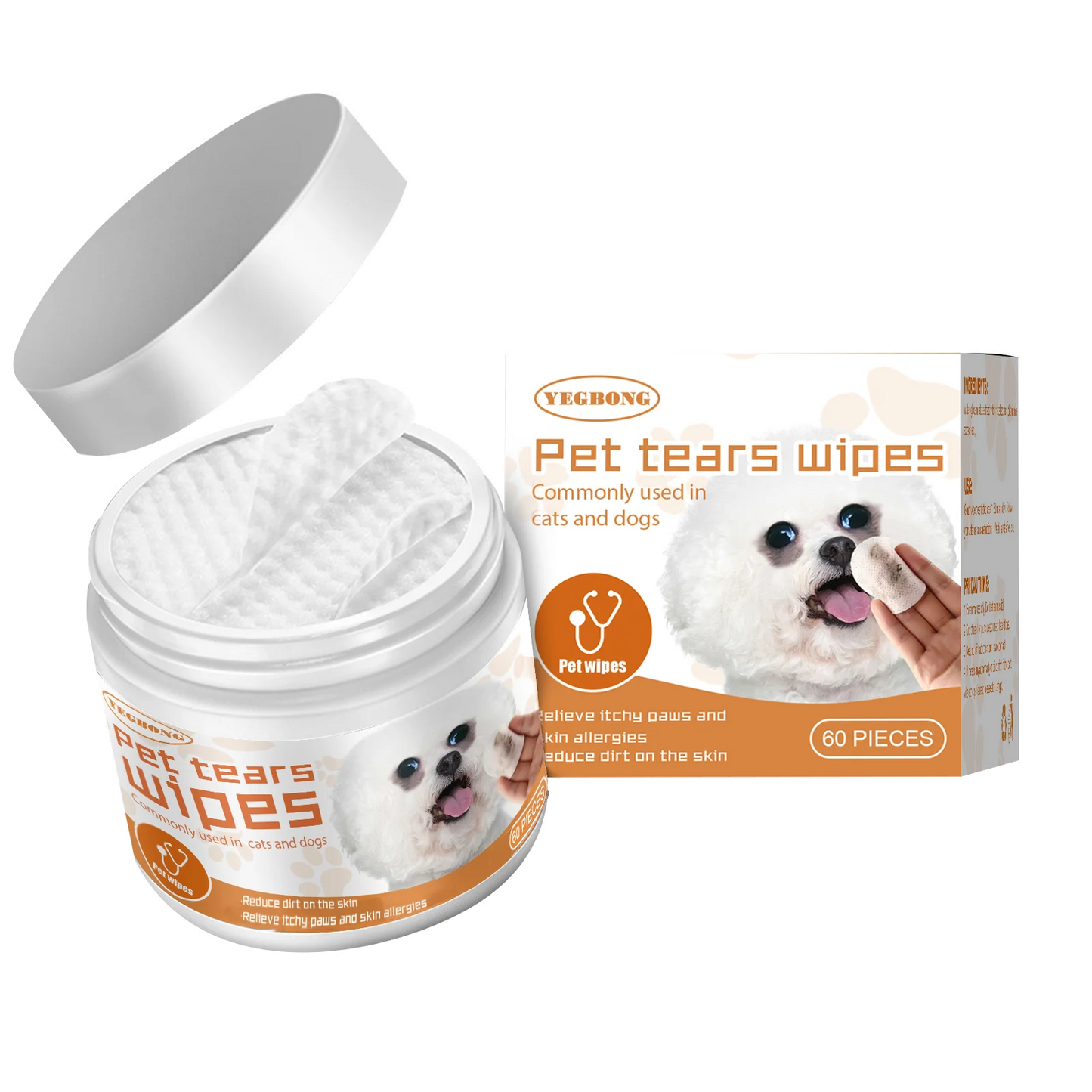 Pet Eye Cleaning Wipe Quickly Removing Tear Mark Stain Whitening Relieve Eye Discomfort Eliminate Odor Pets Grooming Wet Tissues