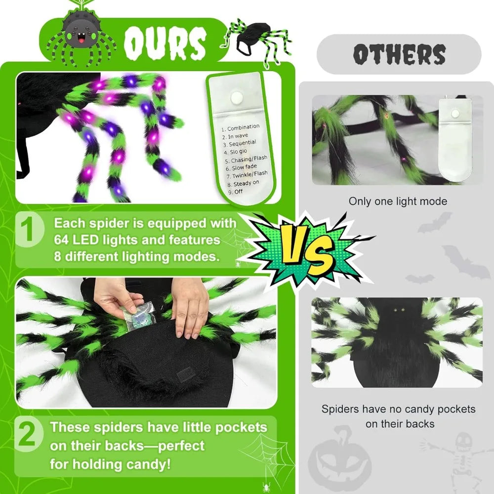 Big Dog Halloween Spider Costume With 64 LED Lights Large Dogs
