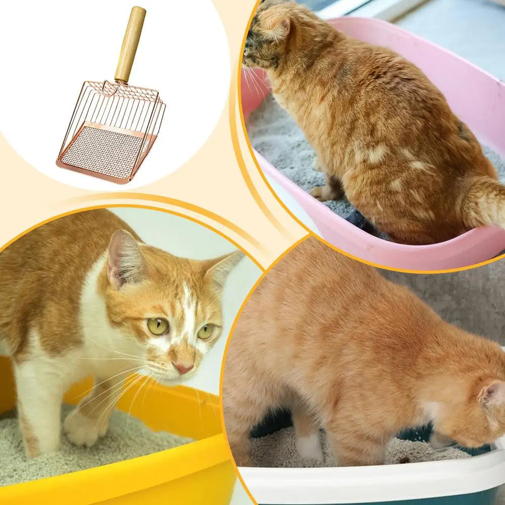 High-Concerned Chemical Stainless Steel Cat Litter Scoop With Wood Handle