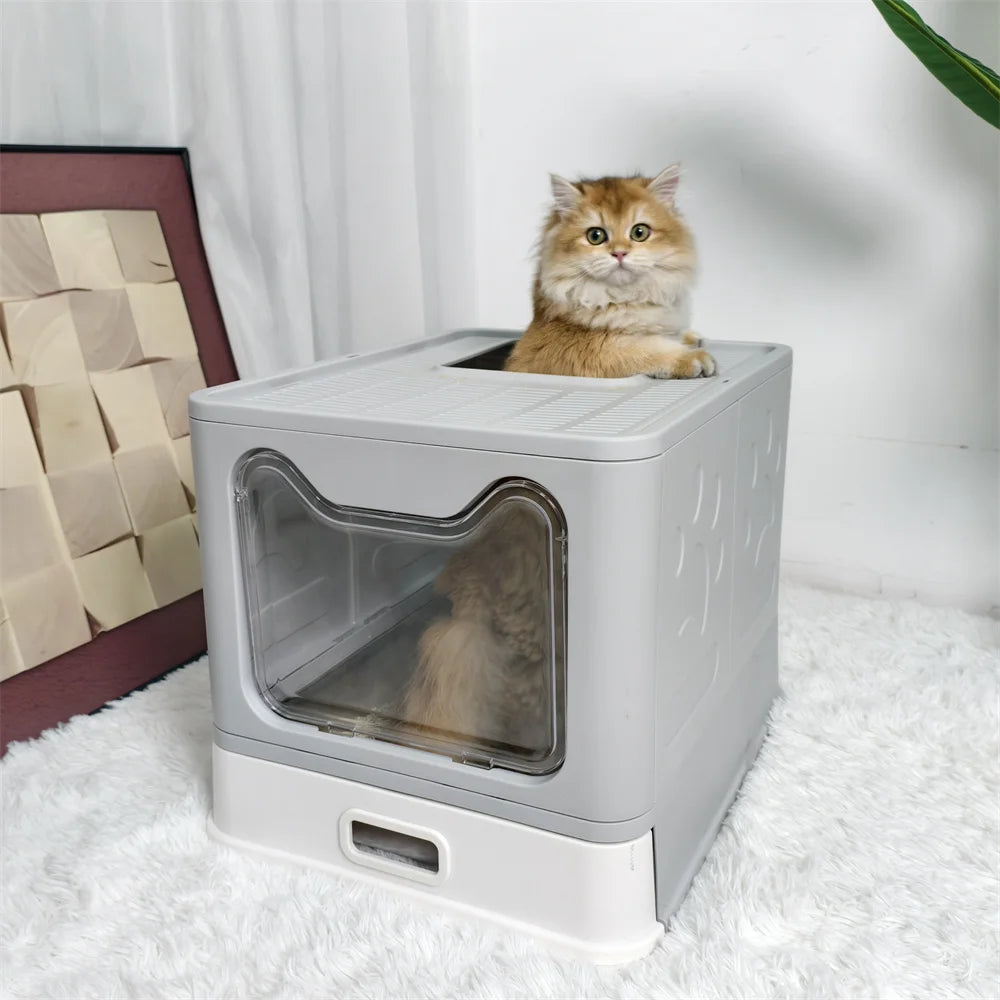 Feature Enclosed Stainless Steel Cat Litter Box With Lid