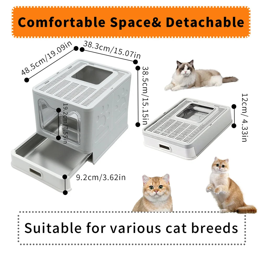 Feature Enclosed Stainless Steel Cat Litter Box With Lid
