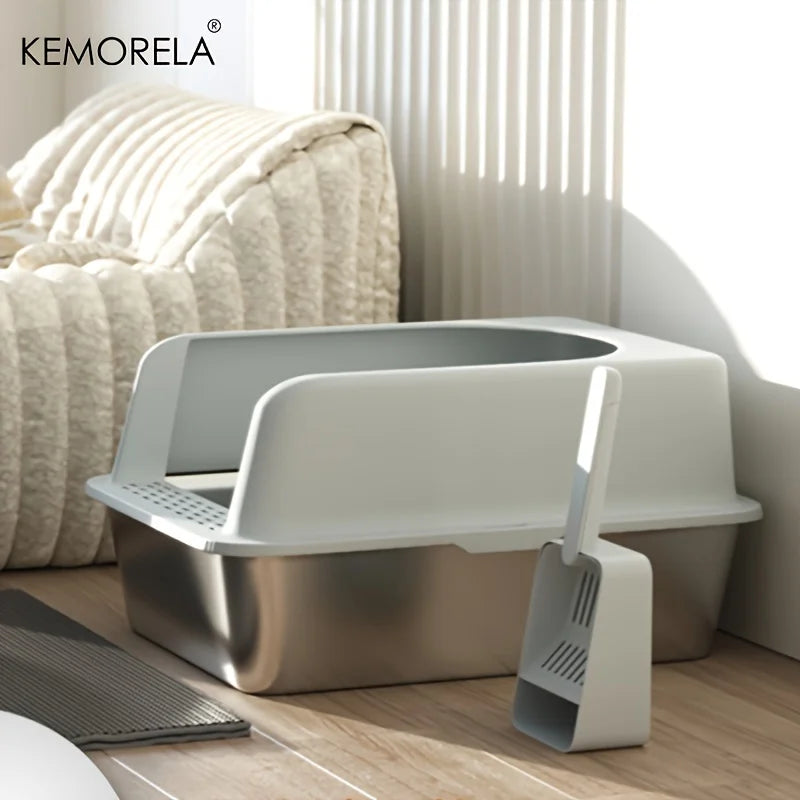 Feature Stainless Steel Litter Box With Lid For Large Cats