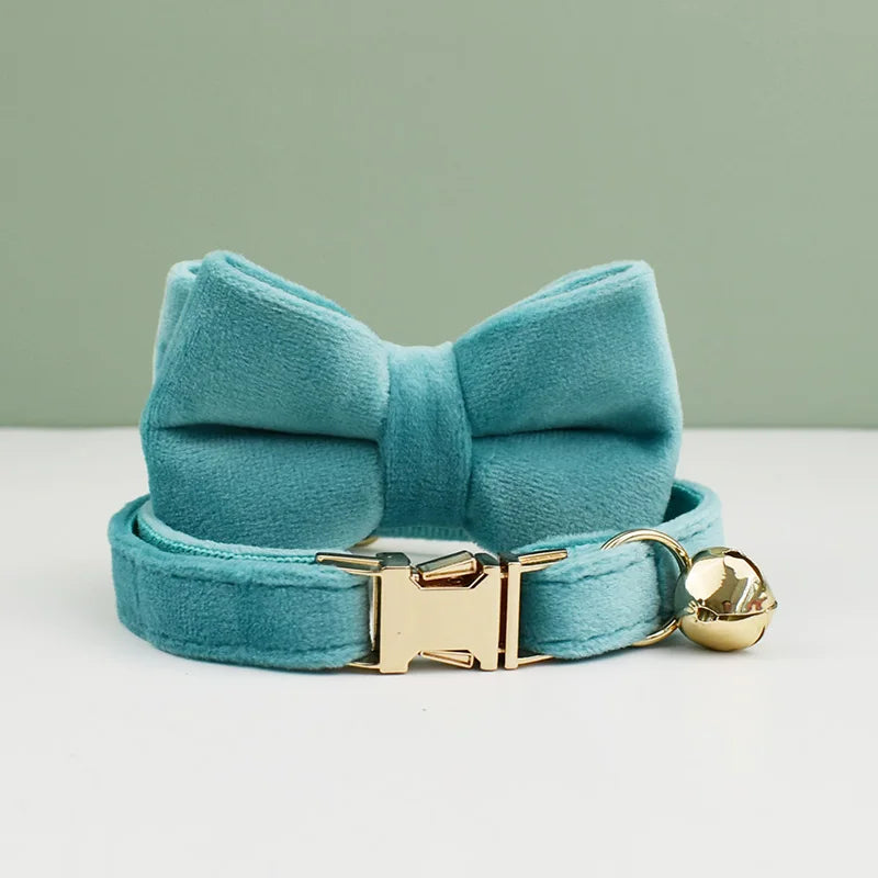 Velvet Cat Collar Bowknot Personalized With Bell Charm