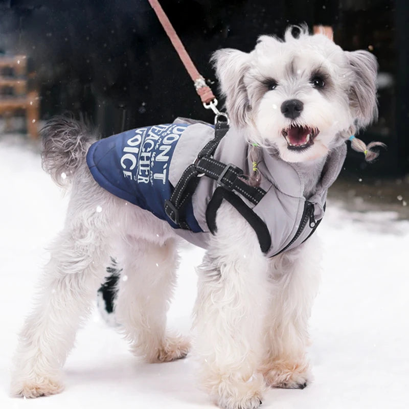 High Concerned Winter Dog Coat With Pocket Reflective Harness Vest