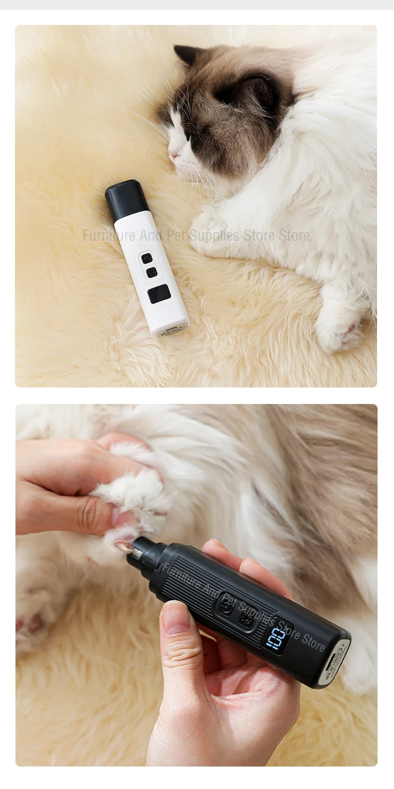 Hign-concerned Electric Dog Nail Clippers USB LED Grooming