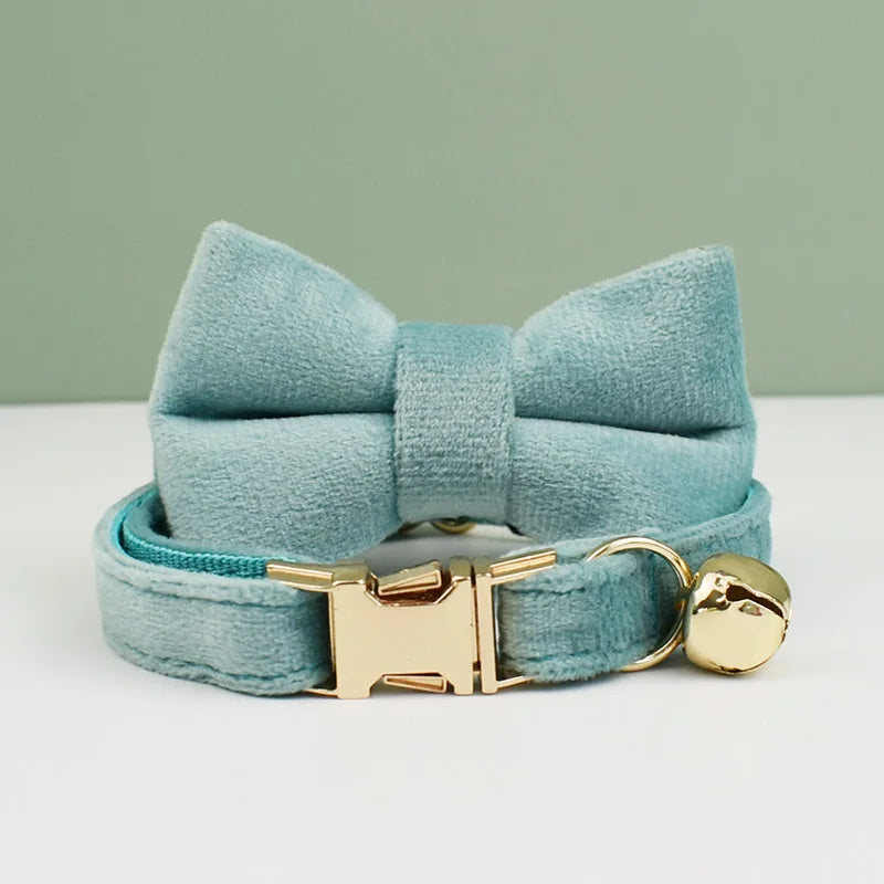 Velvet Cat Collar Bowknot Personalized With Bell Charm