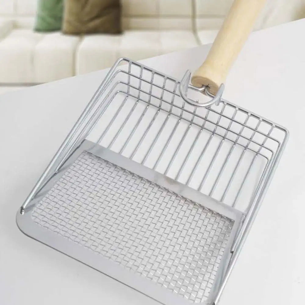 High-Concerned Chemical Stainless Steel Cat Litter Scoop With Wood Handle