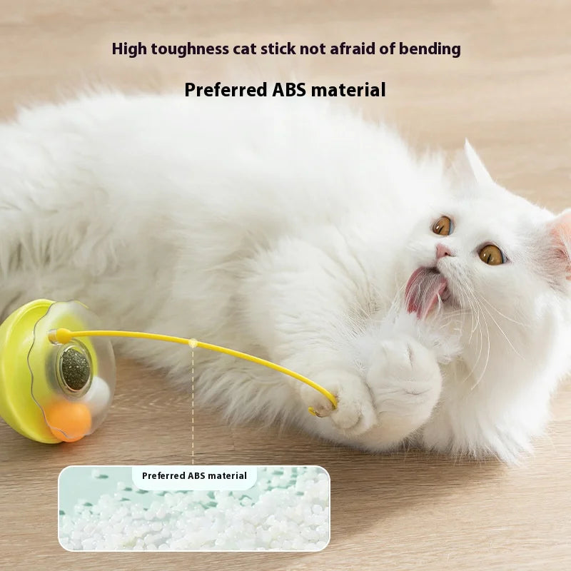 Cat Tumbler Toy With Teaser Stick Feather Bell Catnip Ball
