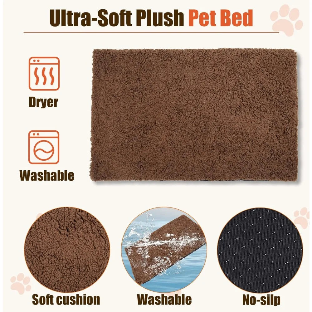 Double Door Wooden Dog Crate With Wheels And Cushion