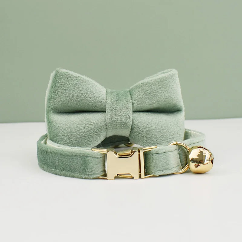 Velvet Cat Collar Bowknot Personalized With Bell Charm