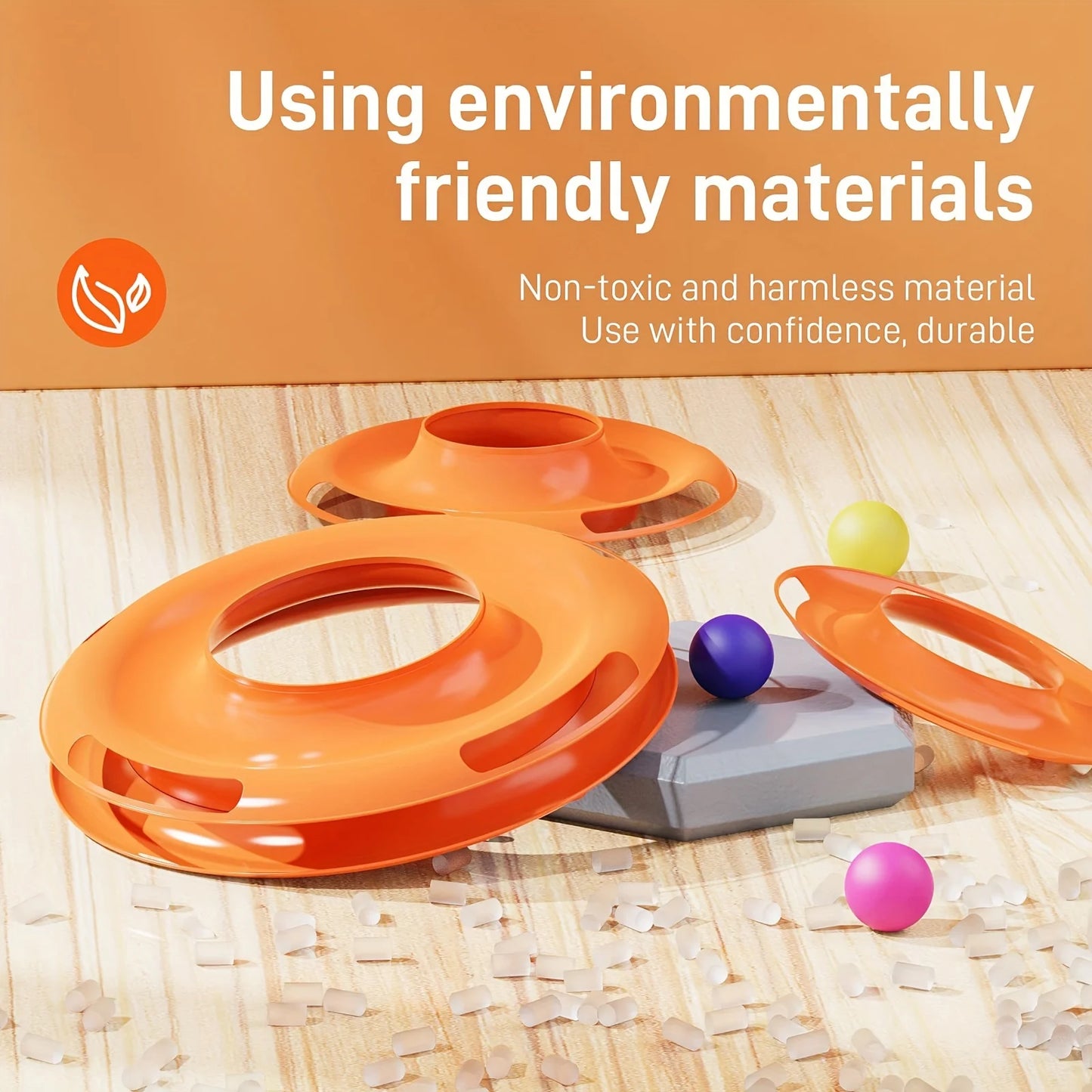 3 Layer Interactive Cat Toy Tower Puzzle With Colorful Balls