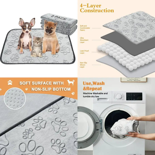 Reusable Puppy Pads 2 Pack Waterproof Non Slip Training Mats