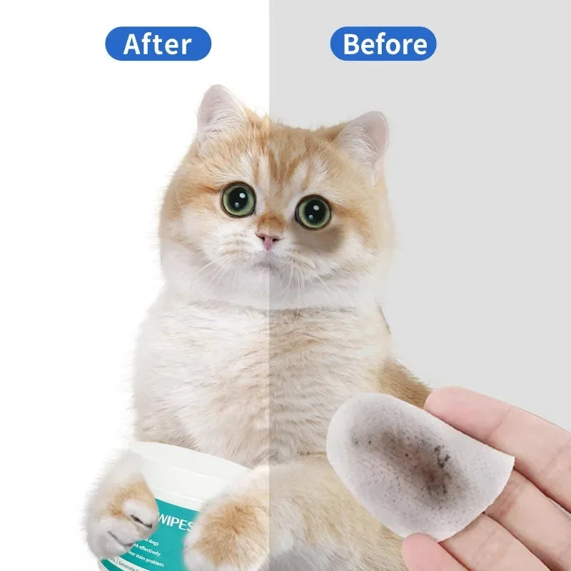 100 Pieces Pet Eye Area Remove Tear Stains Stain Clean Wet Wipes Cats and Dogs General No Irritation Pet Clean Supplies