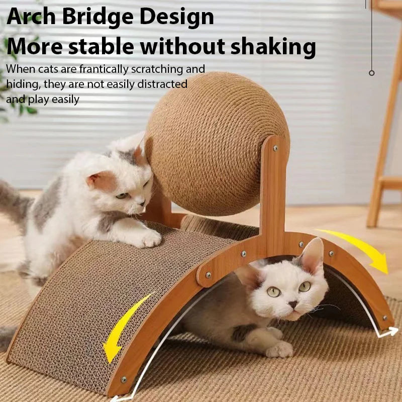 2In1 Arched Cat Scratching Pad And Wooden Scratching Post