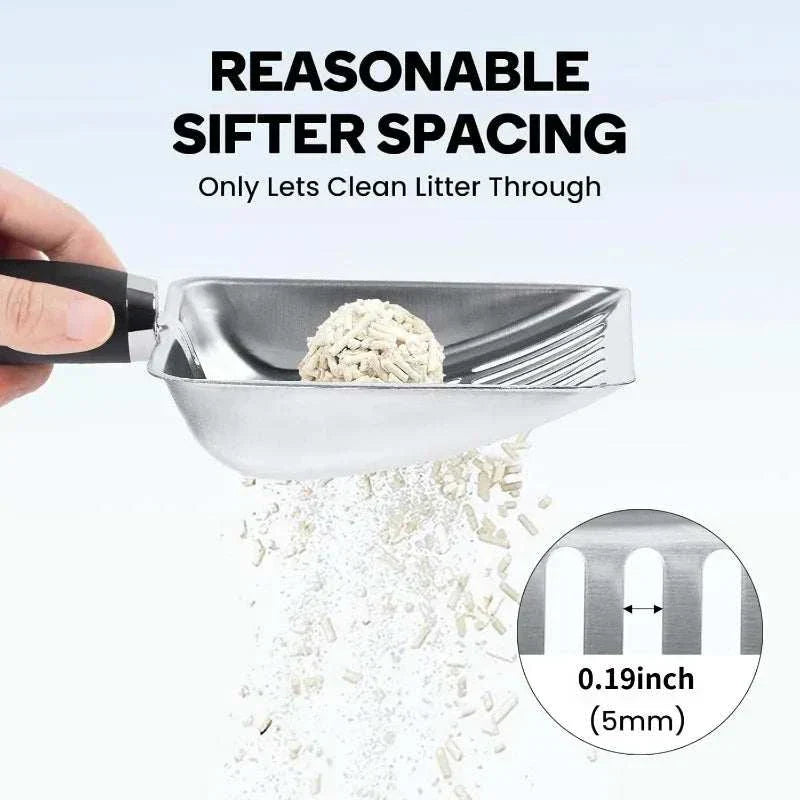 Metal Cat Litter Scoop - Heavy Duty Stainless Steel Kitty Scooper Tool