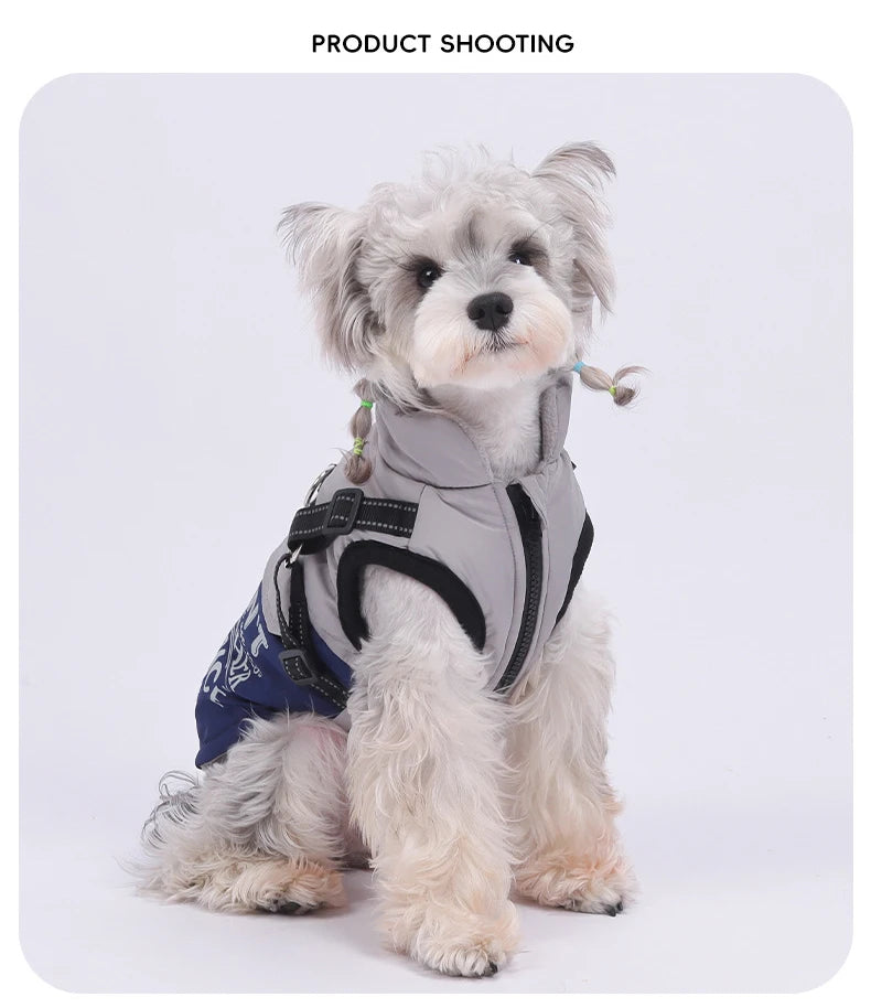 High Concerned Winter Dog Coat With Pocket Reflective Harness Vest