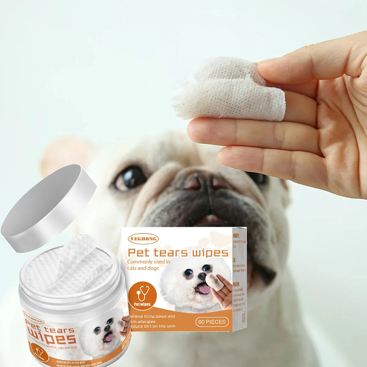 Pet Eye Cleaning Wipe Quickly Removing Tear Mark Stain Whitening Relieve Eye Discomfort Eliminate Odor Pets Grooming Wet Tissues