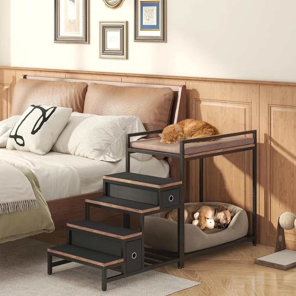 XMSJ Pet Bunk Bed With Stairs And Drawers