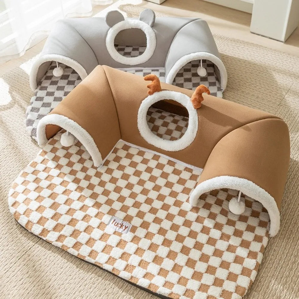 Zhejiang Plush Cat Tunnel Bed Cozy Peekaboo Tube Toy