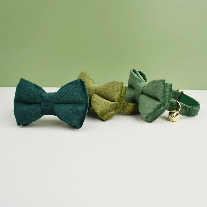 Velvet Cat Collar Bowknot Personalized With Bell Charm