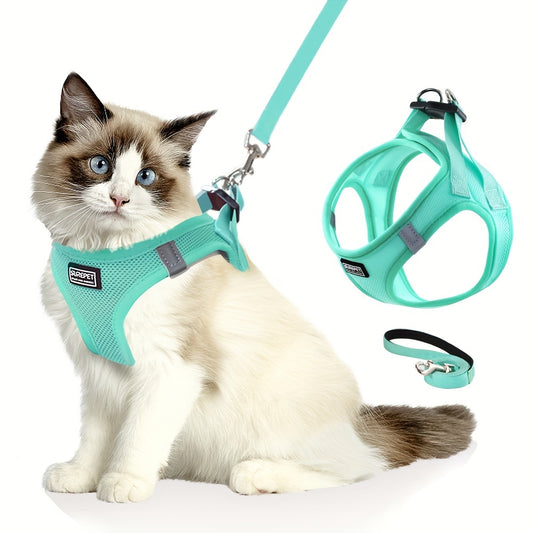 Adjustable Cat Harness with Reflective Strap for Safe Walking