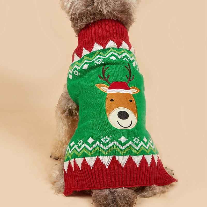 Christmas Santa Claus Knit Dog Sweater Acrylic Winter Pet Apparel