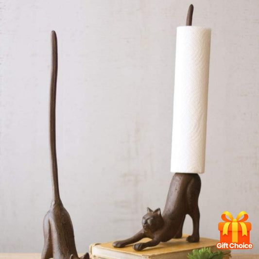 Vintage Cast Iron Cat Toilet Paper Holder For Home Decor