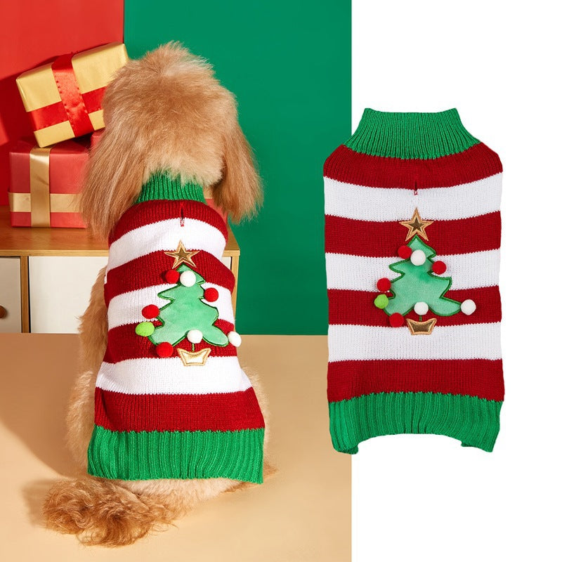 Christmas Santa Claus Knit Dog Sweater Acrylic Winter Pet Apparel