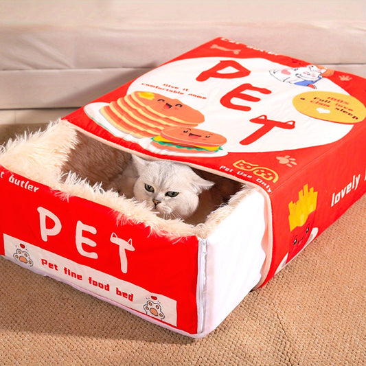 Rectangular Fully Enclosed Cat Bed All Seasons Warm Home