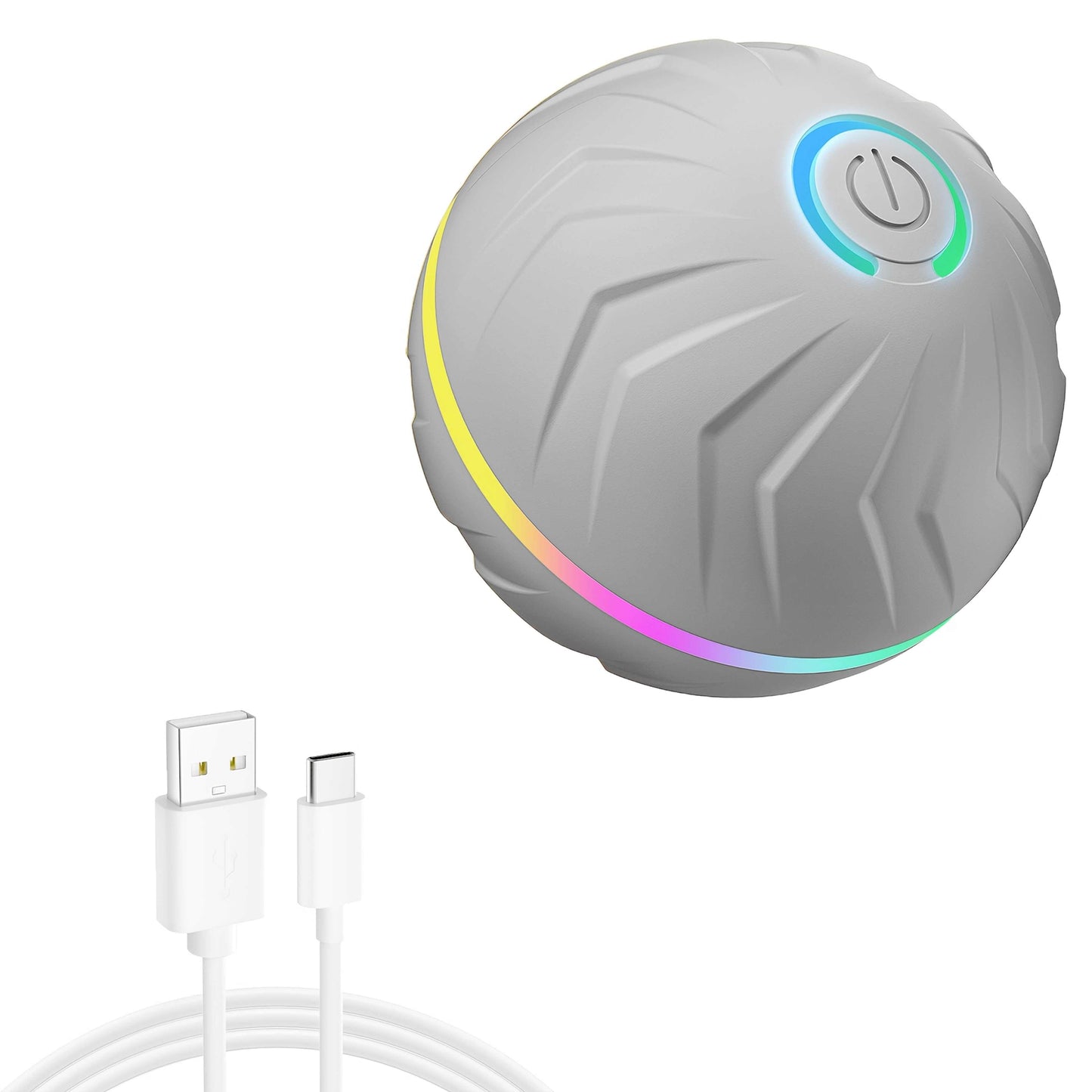 Smart Dog Teasing Ball, Interactive, Random Rolling & Jumping, Colorful Lights, Super Long 4-Hour Life, Includes Charging Cable & Manual, Multi-Surface Rolling & Jumping, Suitable for Tile Floors, Lawns, and Carpets