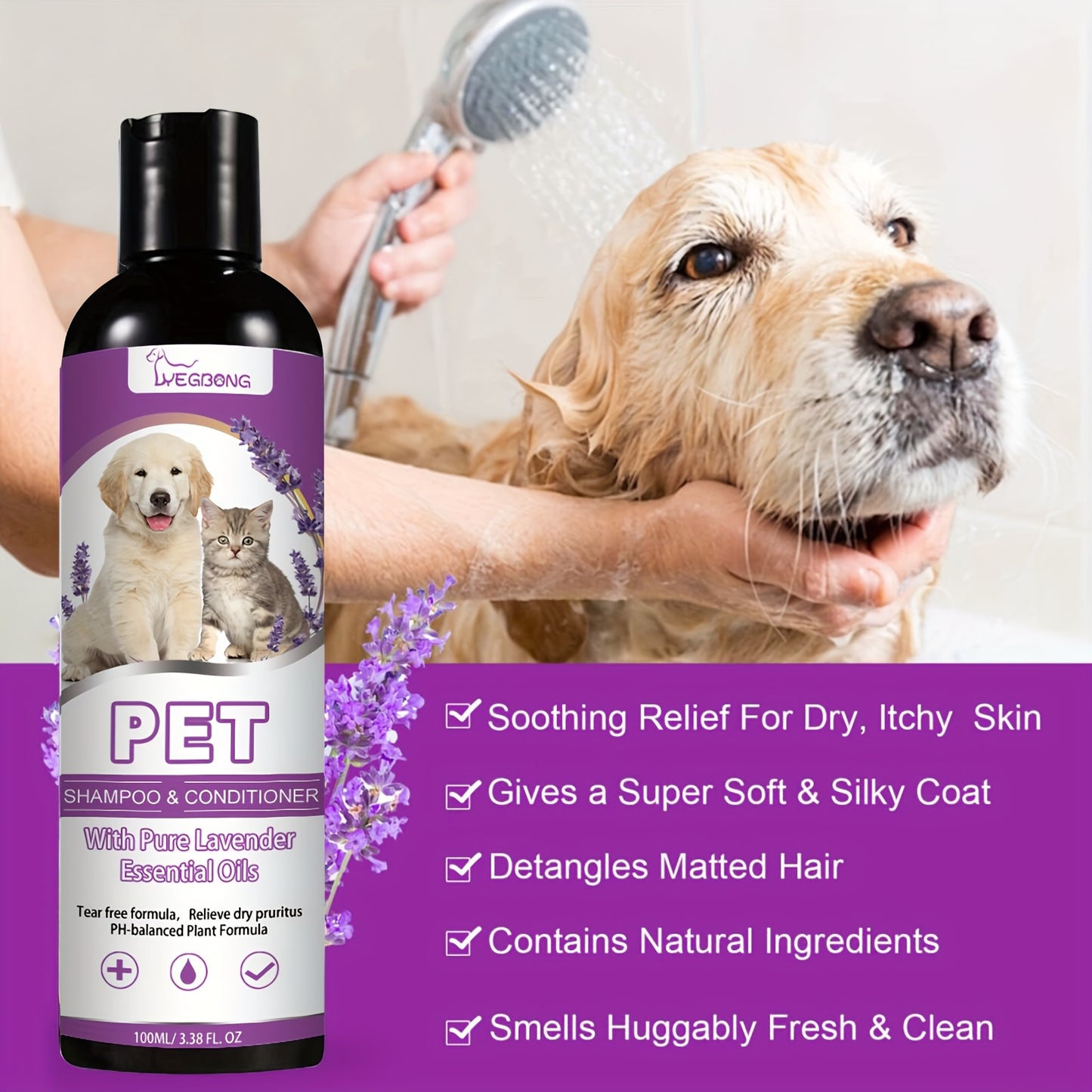 Gentle Lavender Chamomile Pet Shampoo and Conditioner for All Pets
