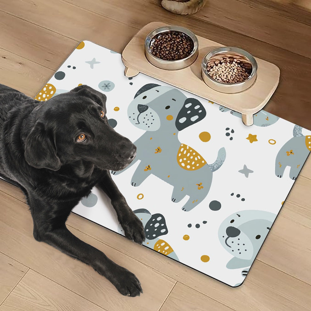 Absorbent Non-Slip Dog Bowl Mat for Easy Feeding Cleanup