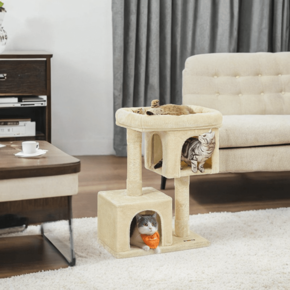 Premium Cat Tree With Two Caves For Large Indoor Cats