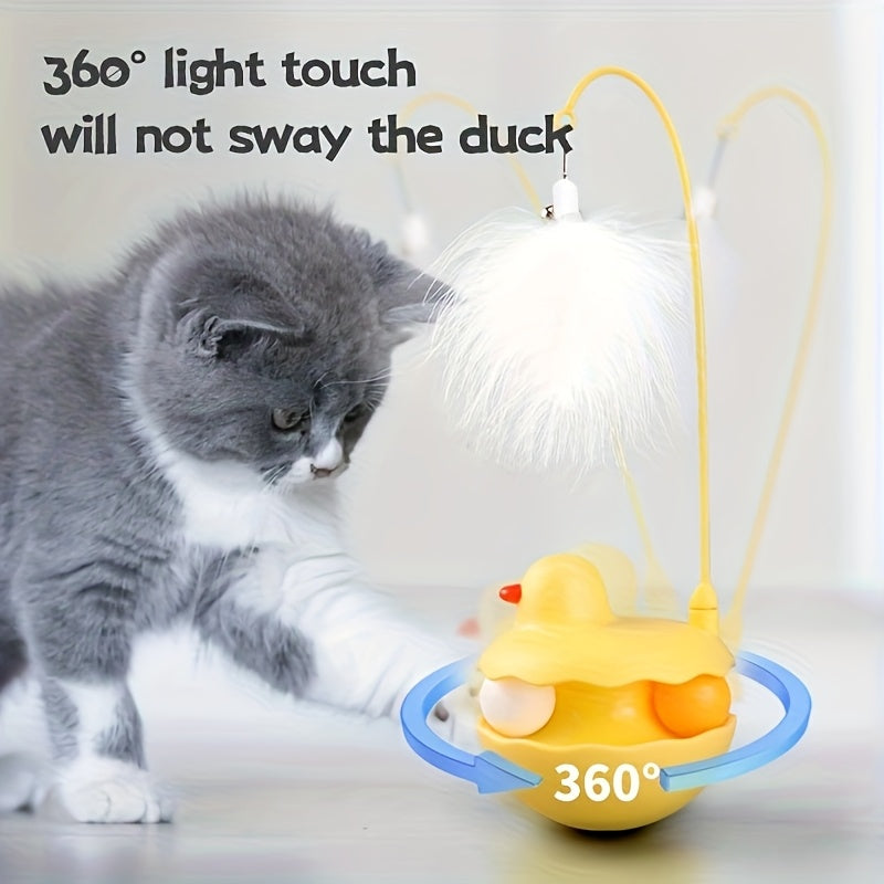 Interactive Duck Weeble Wobble Cat Toy Detachable Washable
