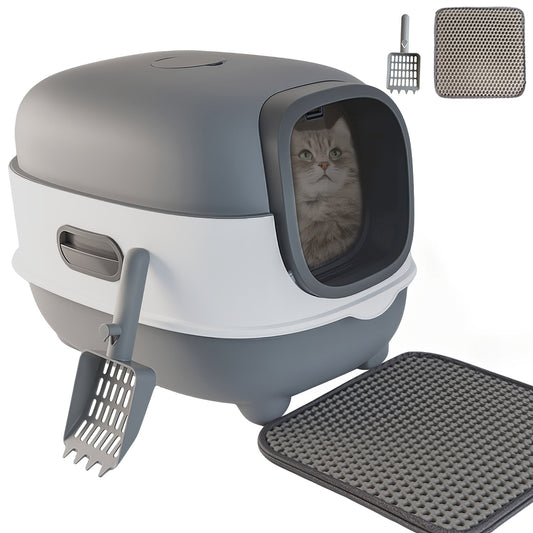 Cat Litter Box With Litter Mat And Scoop Lid