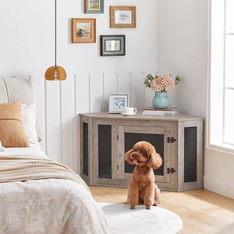 Corner Dog Crate Furniture Multi Functional Wood Kennel