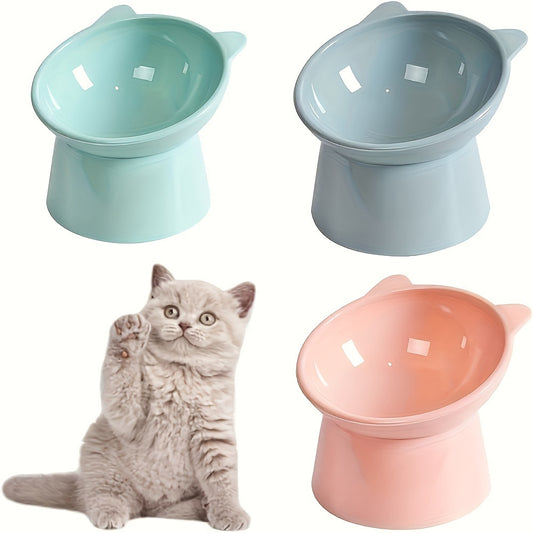 Elevated Tilted Cat Bowls Anti Vomiting Feeder With Diagonal Neck Non Slip