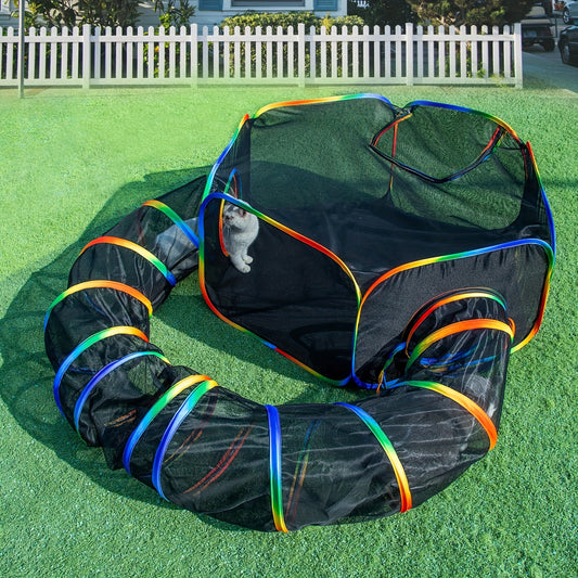 Outdoor Cat Playground Enclosure with Portable Tent and Carry Bag